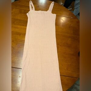 Sleeveless Creme Ribbed Dress with slight slip